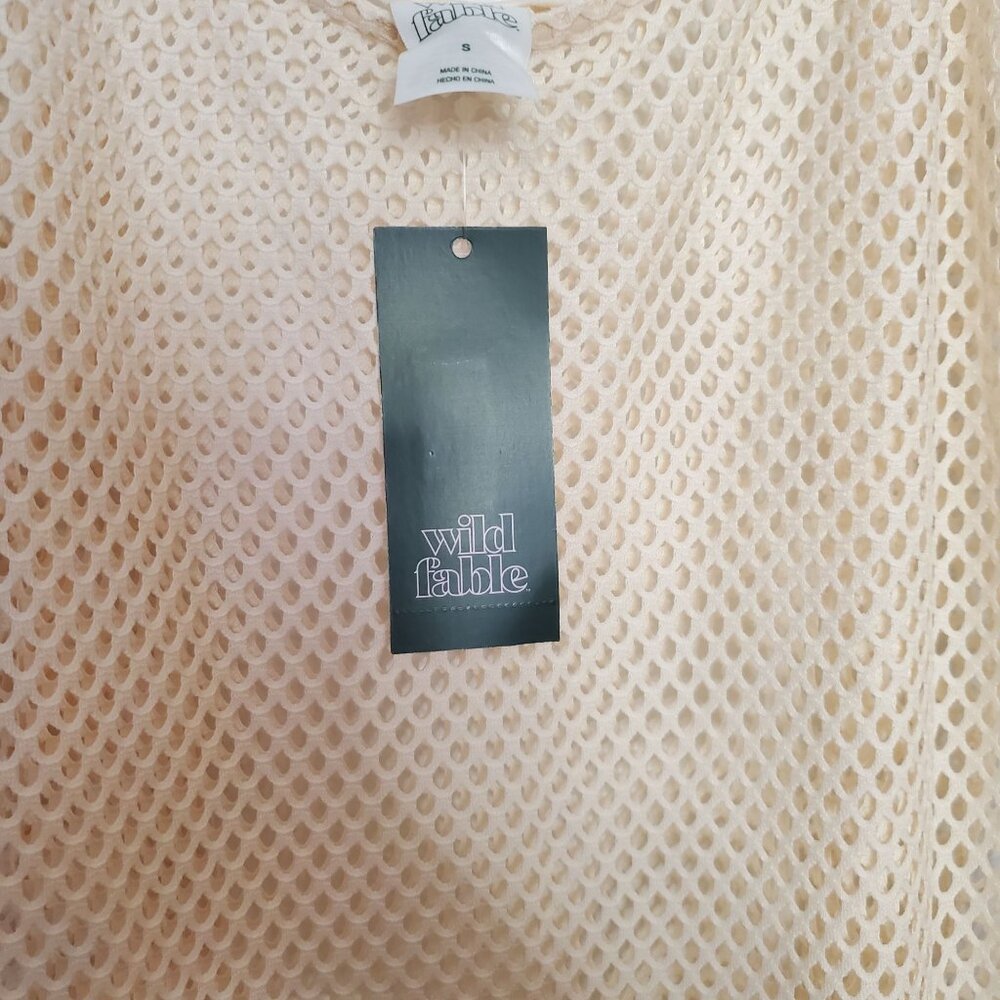 Wild Fable S Cream Fishnet Fringe Cover-Up Dress With Tags - Picture 6 of 7